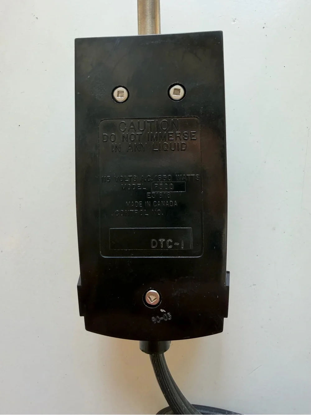 Dazey DTC-1 Temperature Control Power Cord Probe Deep Fryer Wok AC 120V